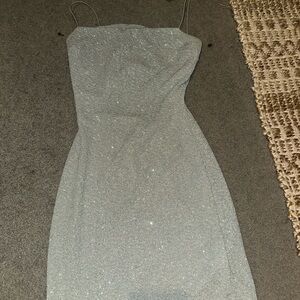 Windsor Strapless Silver Glitter Dress